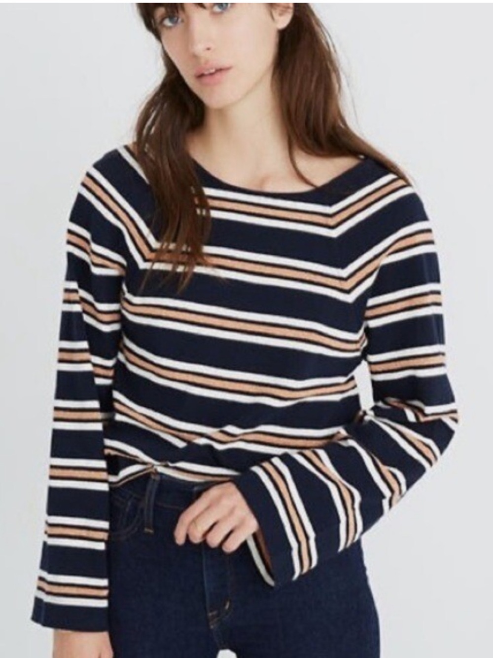 Madewell Navy, Cream & Metallic Good Striped Boatneck Sweater